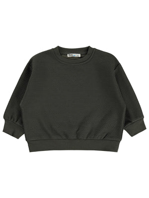 Civil Erkek Çocuk Petek Kumaşlı Sweatshirt | Jakarlı Süprem Uzun Kol | Okul Kreş ve Günlük Kullanım - Haki