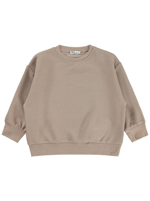 Civil Erkek Çocuk Petek Kumaşlı Sweatshirt | Jakarlı Süprem Uzun Kol | Okul Kreş ve Günlük Kullanım - Bej