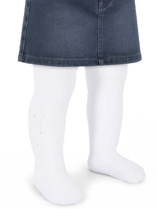 Civil Baby Taşlı Derbili 6-18 Ay Bebek Kız Külotlu Çorap - Beyaz