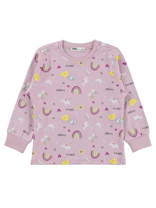 Civil Girls Unicorn Baskılı 2-5 Yaş Pijama Takımı - Lila