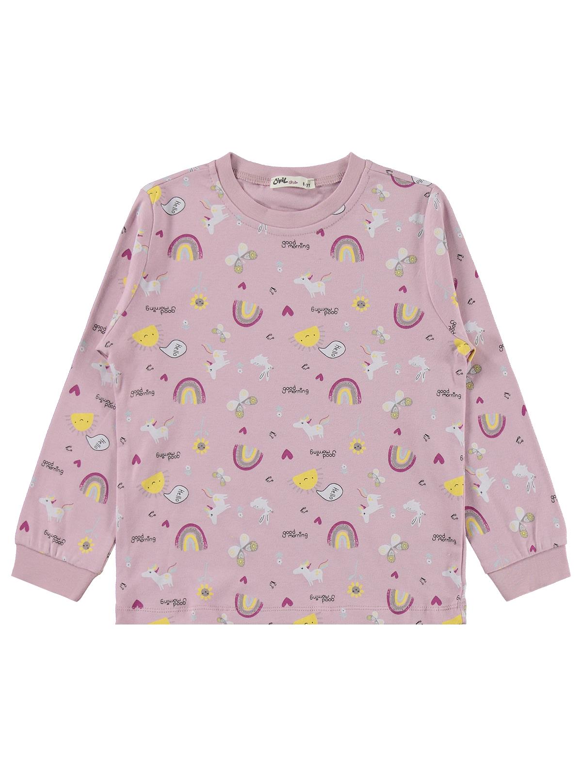 Civil Girls Unicorn Baskılı 6-9 Yaş Pijama Takımı - Lila