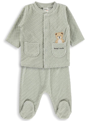 Civil Baby Ayıcık Nakışlı 1-9 Ay Pijama Takımı - Haki
