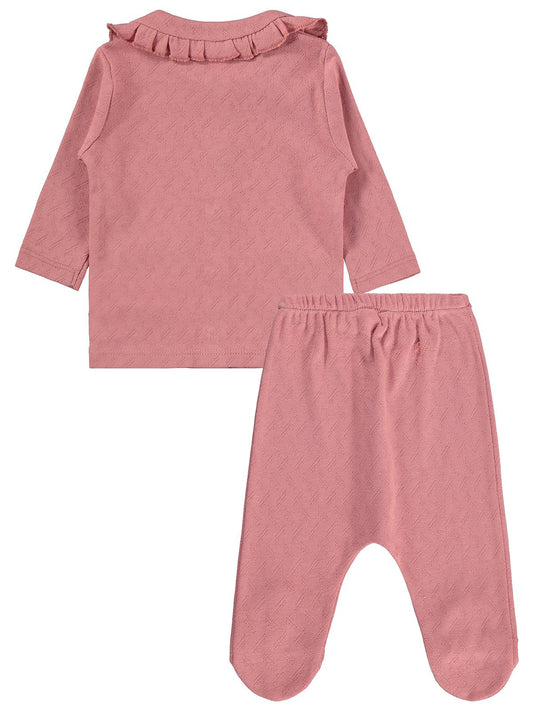 Civil Baby Jakarlı Ribana 1-9 Ay Pijama Takımı - Pembe