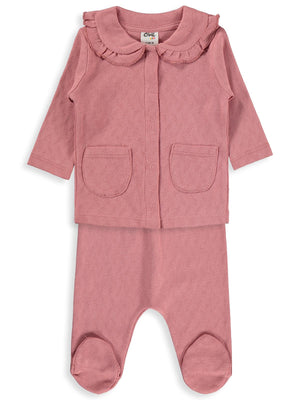 Civil Baby Jakarlı Ribana 1-9 Ay Pijama Takımı - Pembe