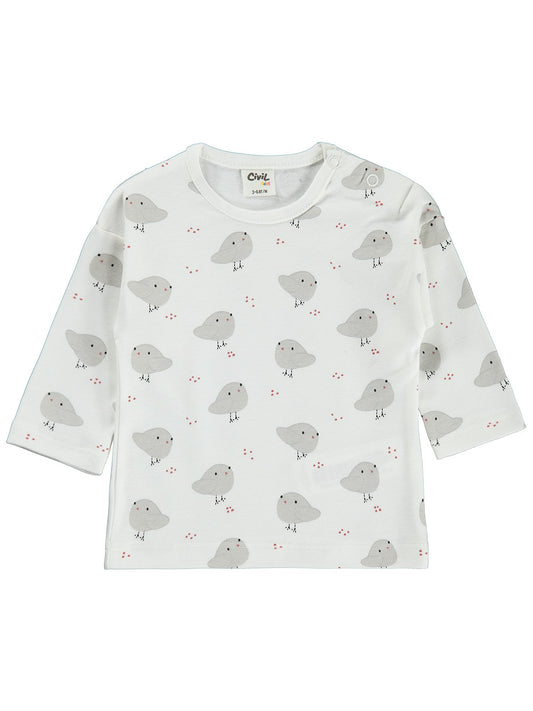 Civil Baby Serçe Empirme 3-18 Ay Sweatshirt - Ekru