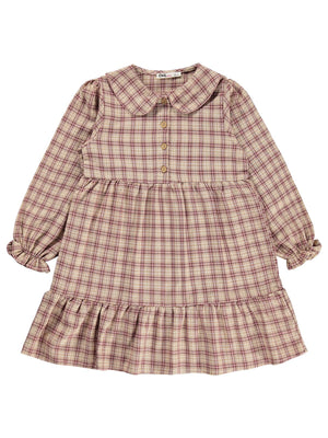 Civil Girls Ekose 6-9 Yaş Elbise - Pembe