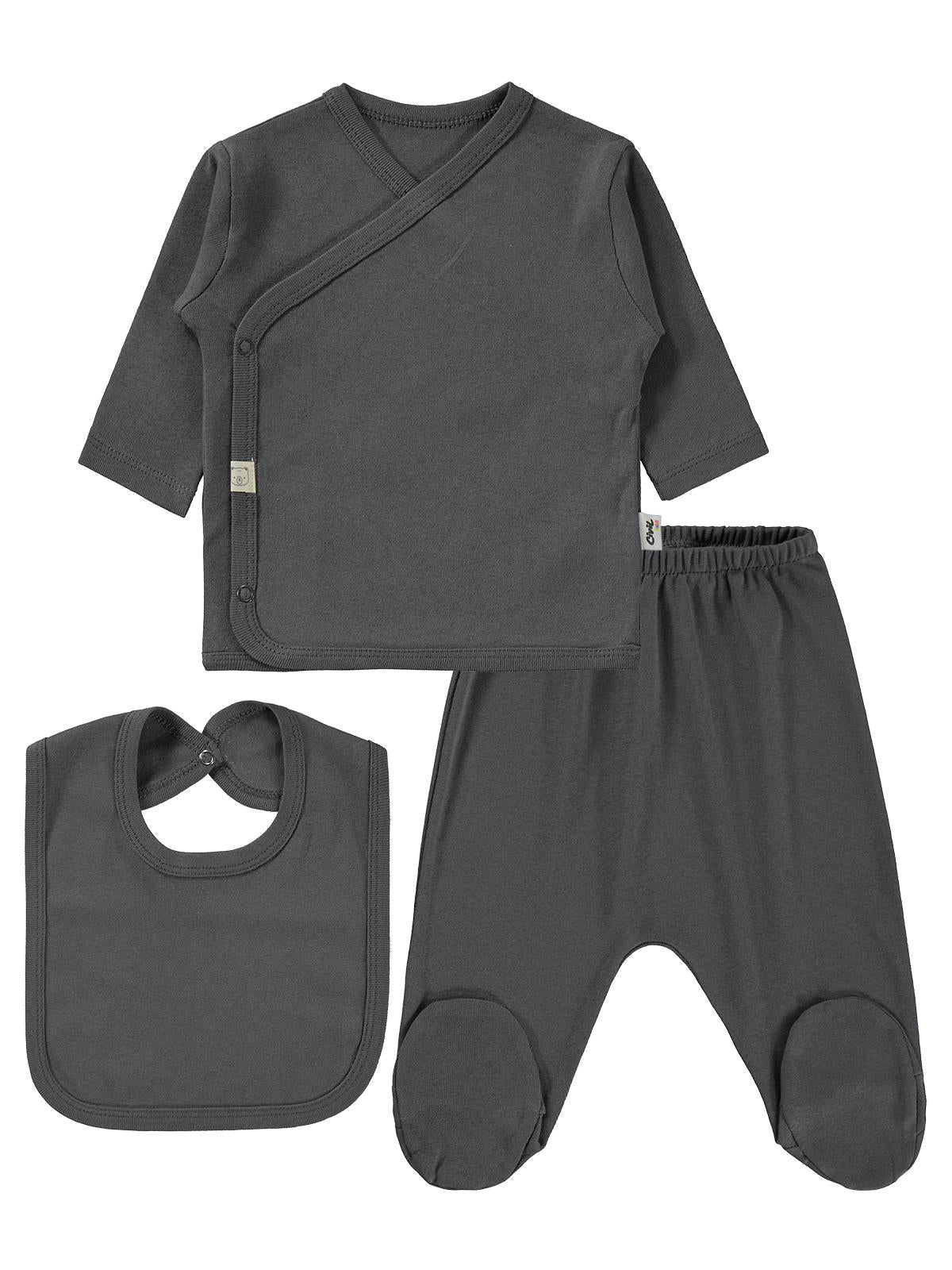 Civil Baby 3'Lü Basic  Zıbın Takımları - Gri