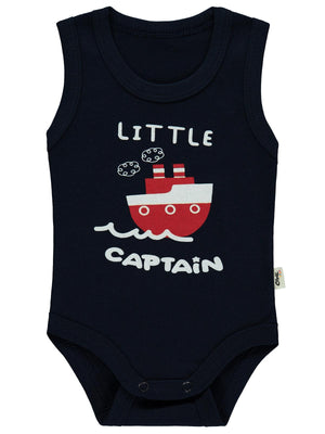 Civil Baby Little Captain Baskılı 1-36 Ay Çıtçıtlı Badi - Lacivert