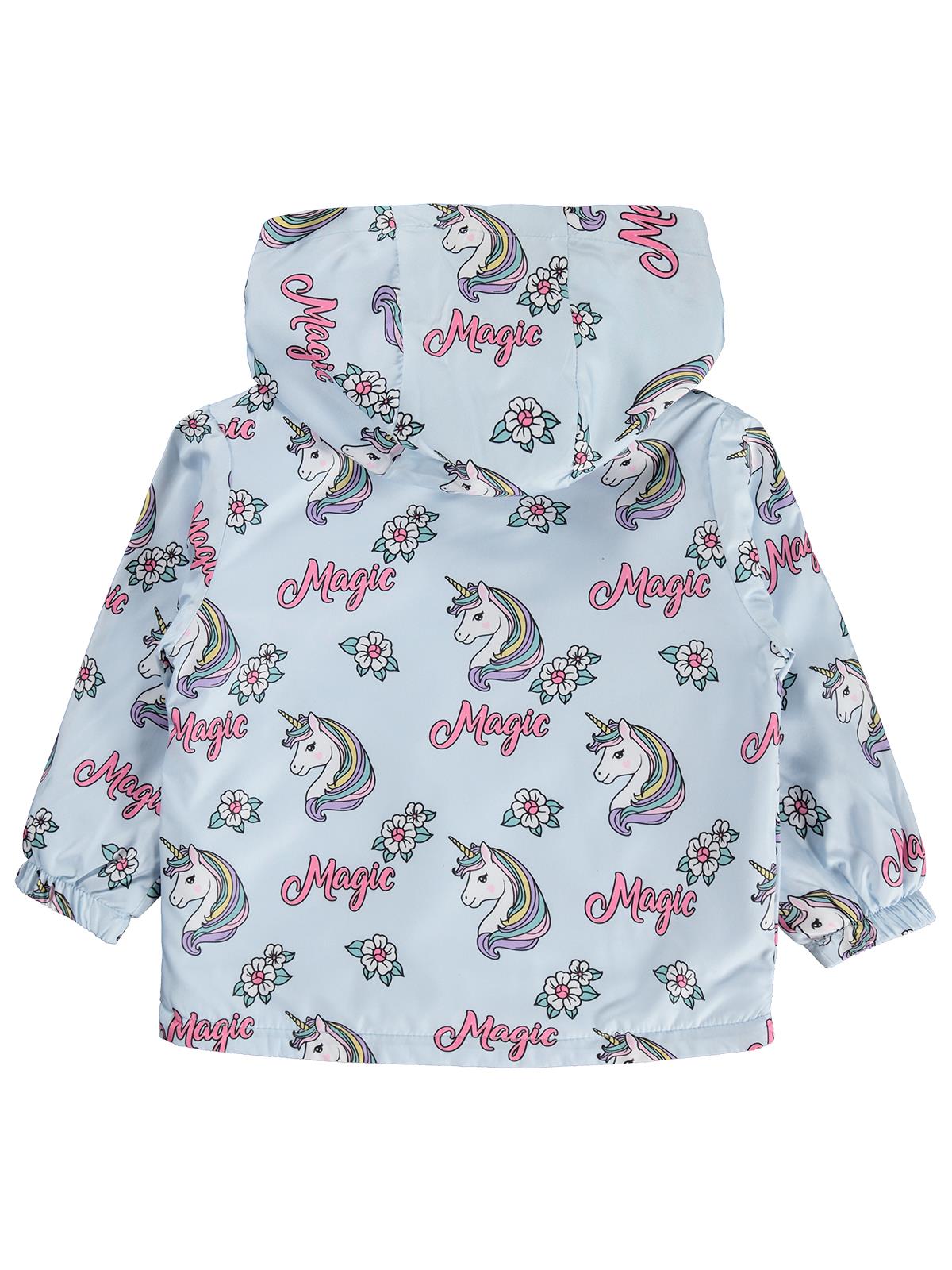 Civil Girls Unicorn Desenli Polarlı 2-5 Yaş Yağmurluk - Mavi
