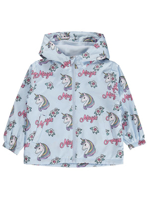 Civil Girls Unicorn Desenli Polarlı 2-5 Yaş Yağmurluk - Mavi