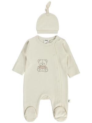 Civil Baby My Bear Şapkalı Patikli 1-9 Ay Tulum - Bej