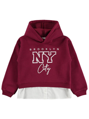Civil Girls Brooklyn Baskılı 10-13 Yaş Sweatshirt - Bordo