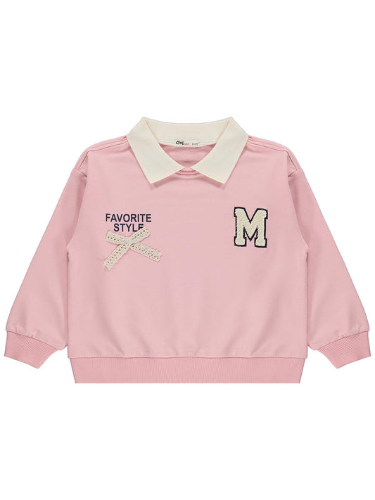 Civil Girls Polo Yaka 6-9 Yaş Sweatshirt - Pudra