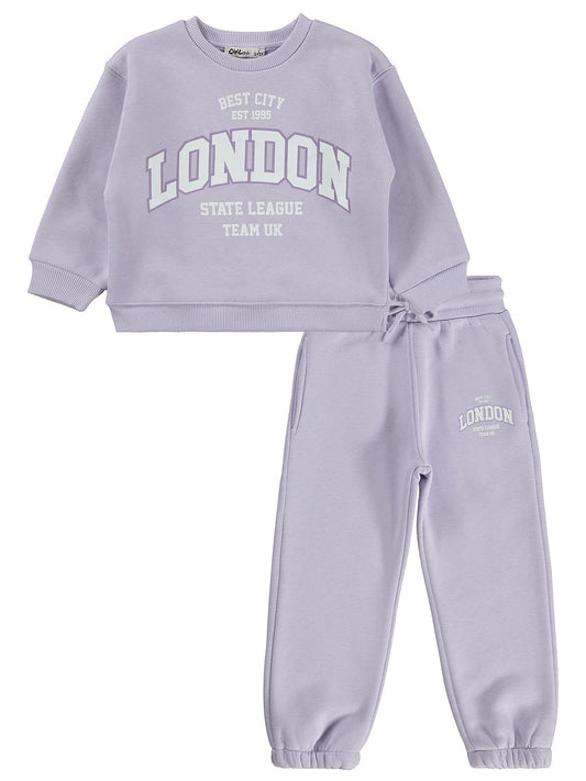 Civil Girls London Baskılı 2-5 Yaş Eşofman Takımı - Lila