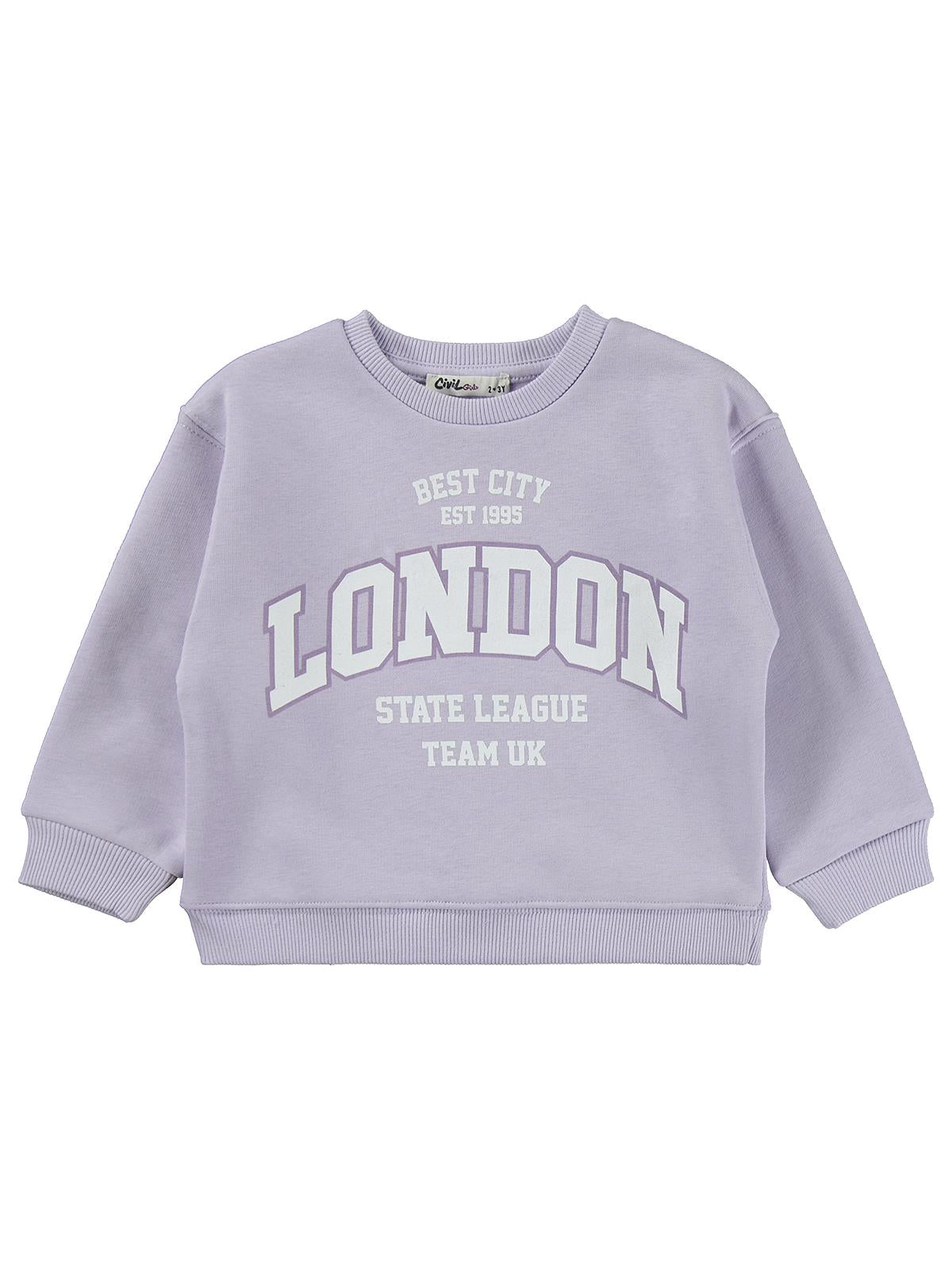 Civil Girls London Baskılı 2-5 Yaş Eşofman Takımı - Lila