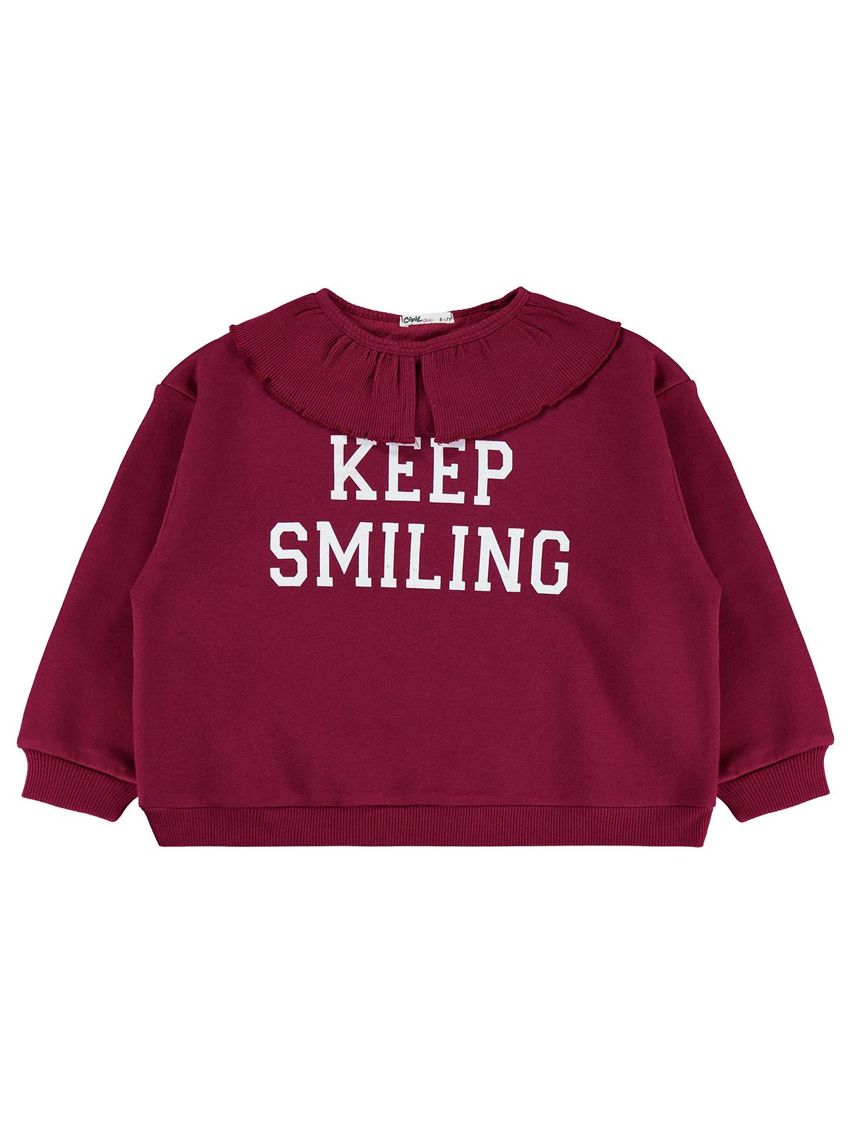 Civil Girls Kaşkorse Yakalı 6-9 Yaş Sweatshirt - Bordo