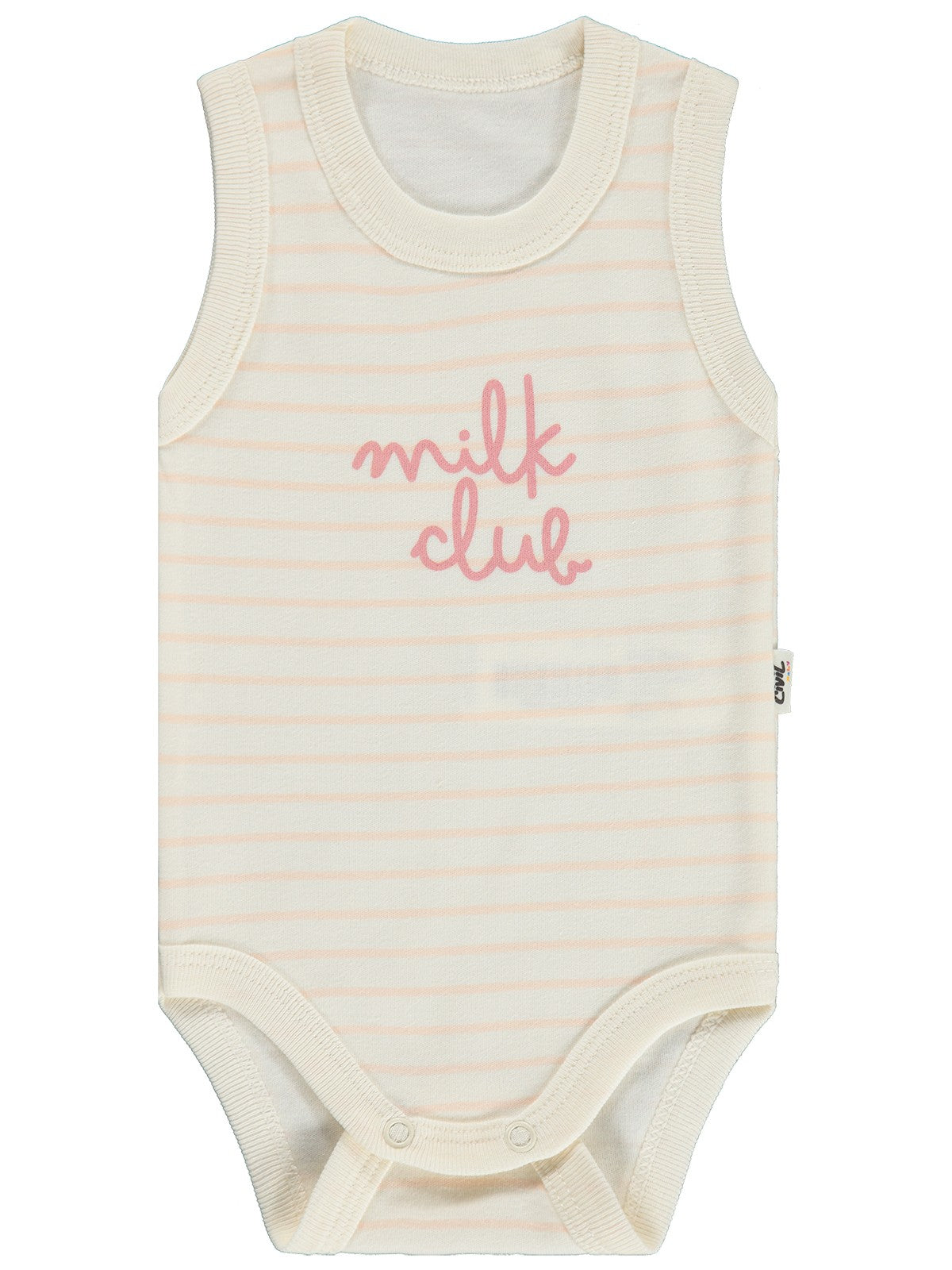 Civil Baby Milk Club Baskılı 1-36 Ay Çıtçıtlı Badi - Bej