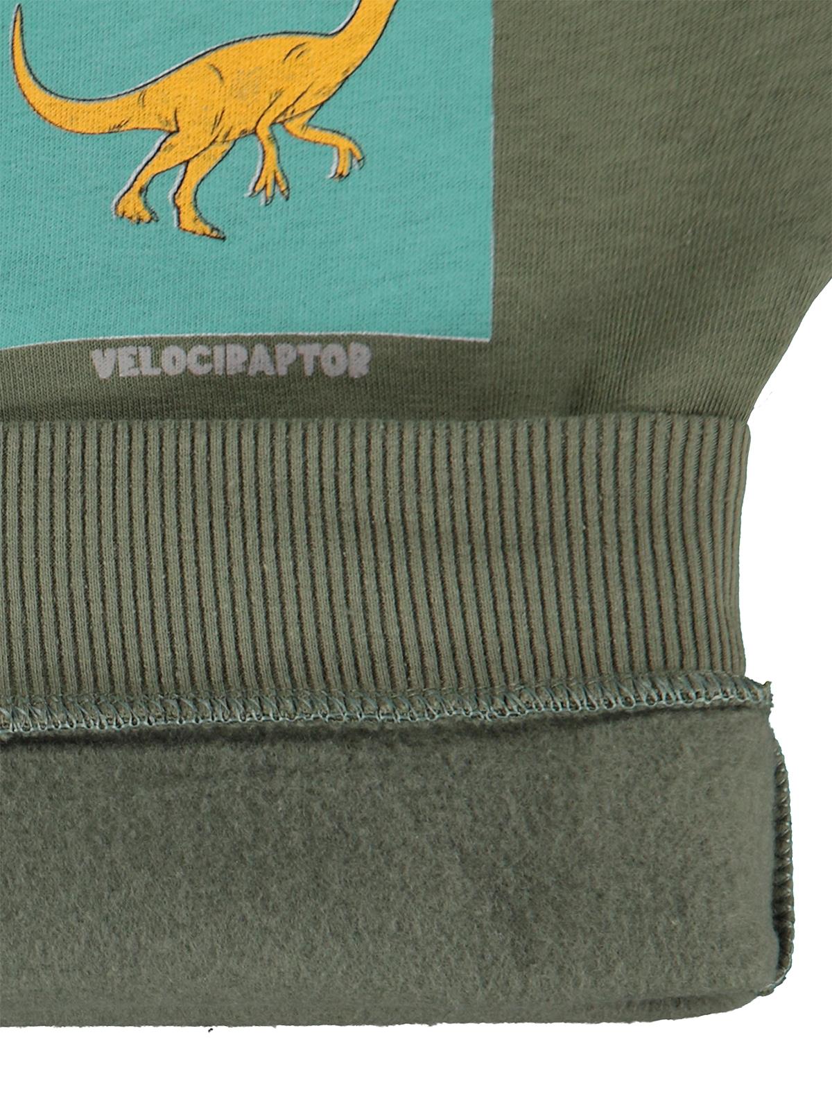Civil Erkek Çocuk Dınos Baskılı Sweatshirt | 3 İp Uzun Kol | Okul Kreş ve Günlük Kullanım - Haki