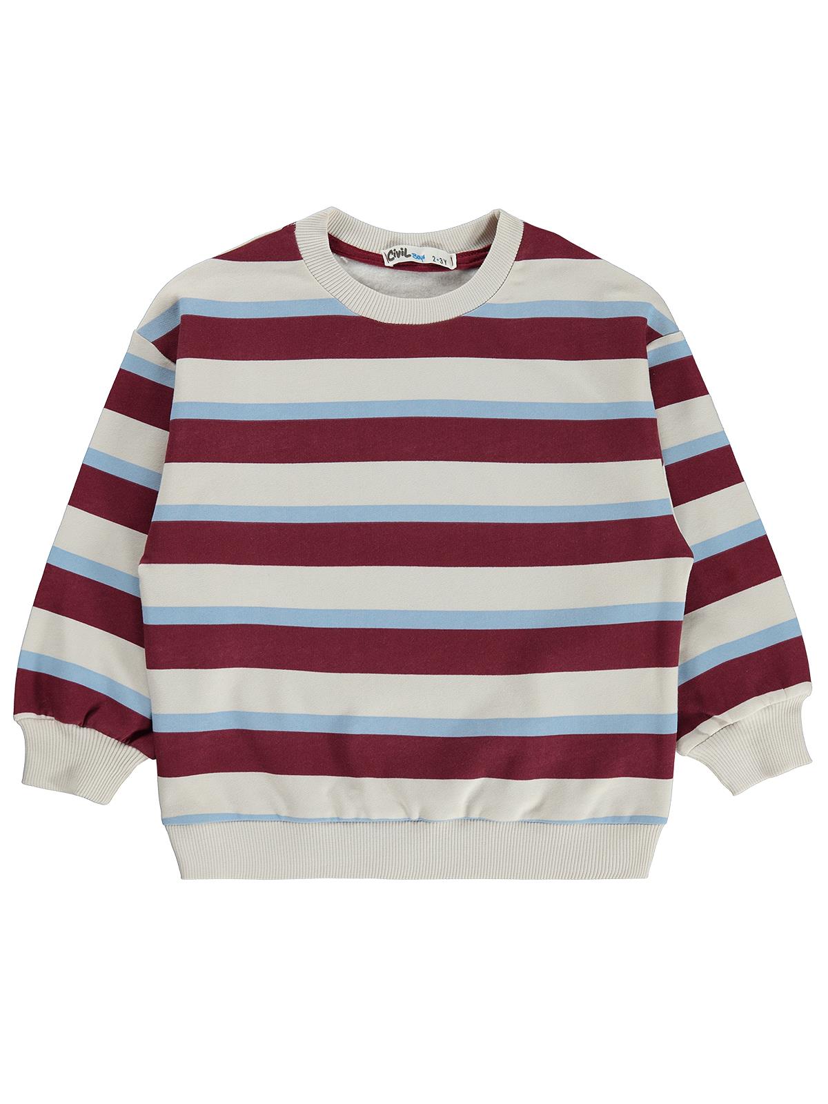 Civil Boys Çizgili 2-5 Yaş Sweatshirt - Bordo