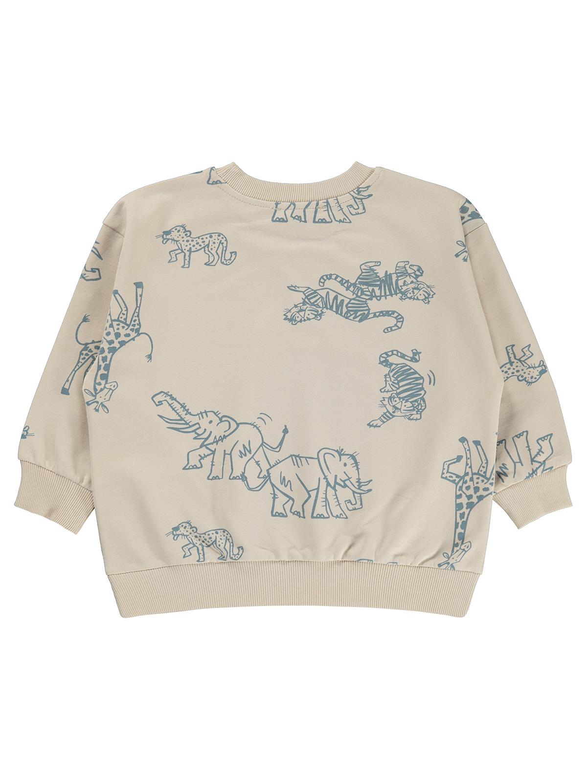 Civil Boys Karalama Hayvanlar Baskılı 2-5 Yaş Sweatshirt - Bej