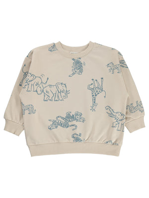 Civil Boys Karalama Hayvanlar Baskılı 2-5 Yaş Sweatshirt - Bej