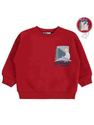 Civil Erkek Çocuk Explore Baskılı Sweatshirt | 3 İp Uzun Kol | Okul Kreş ve Günlük Kullanım - Kırmızı