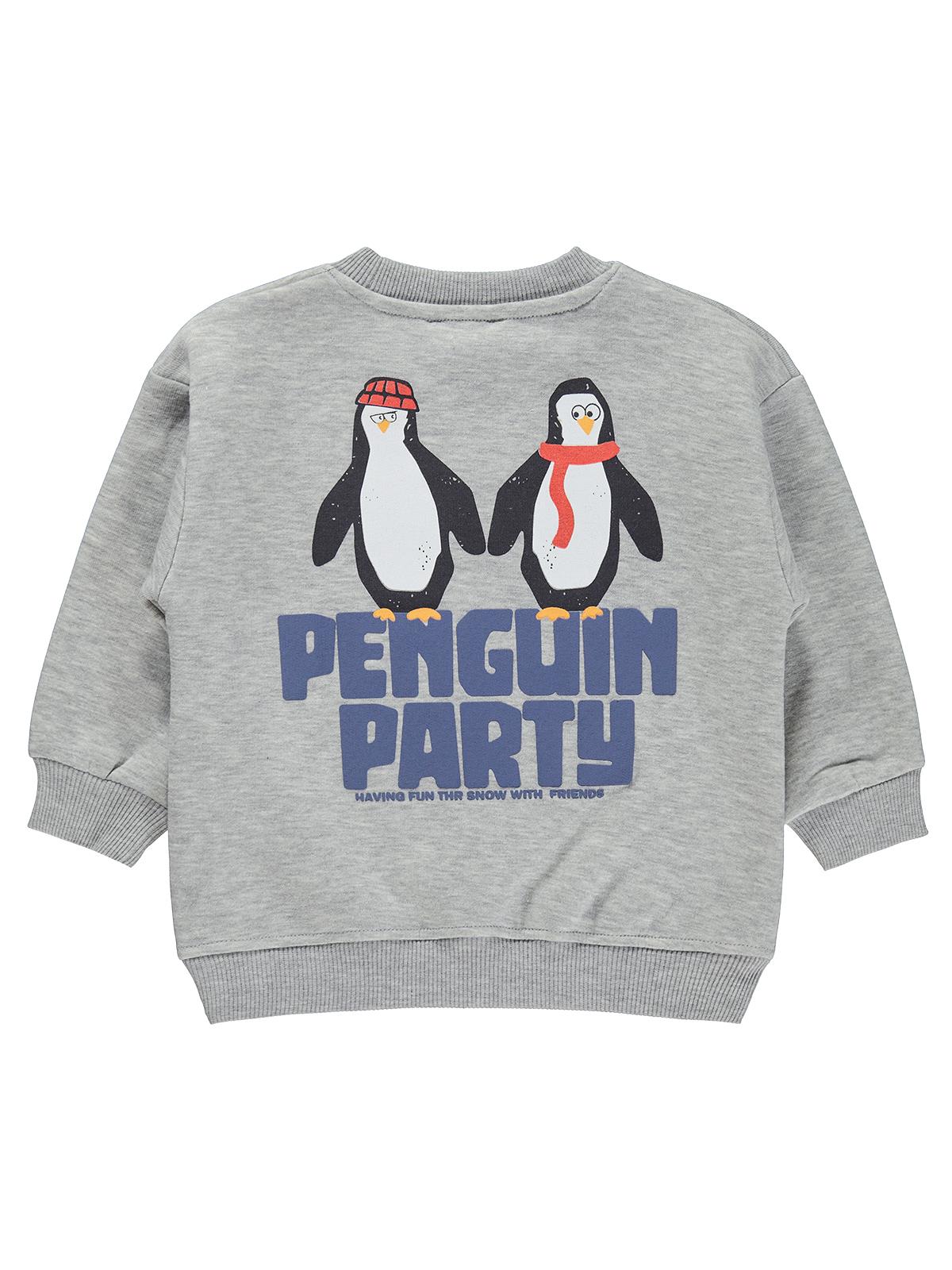 Civil Boys Penguın Party Baskılı 2-5 Yaş Sweatshirt - Gri
