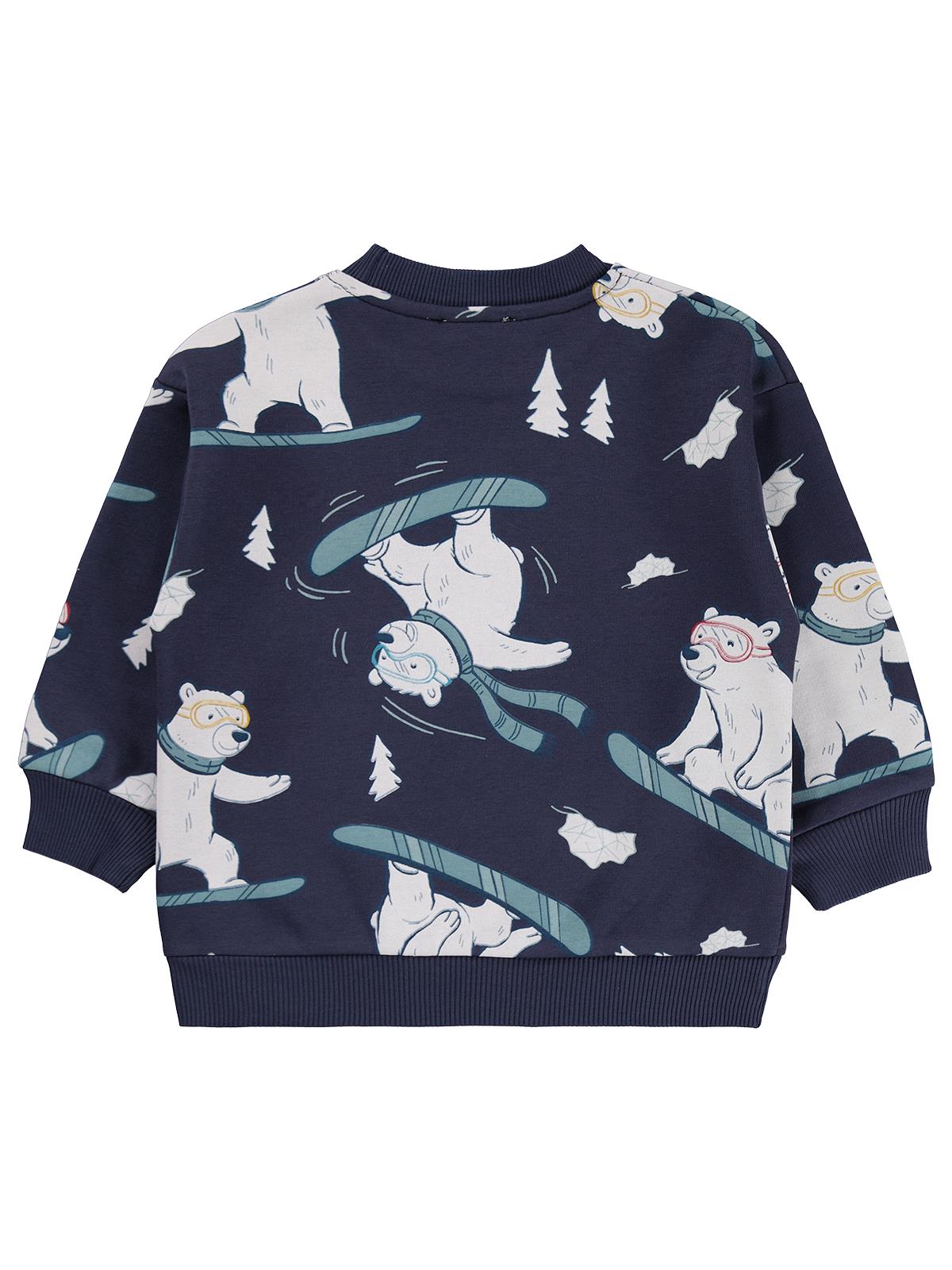 Civil Boys Kayak Ayı Baskılı 2-5 Yaş Sweatshirt - Lacivert