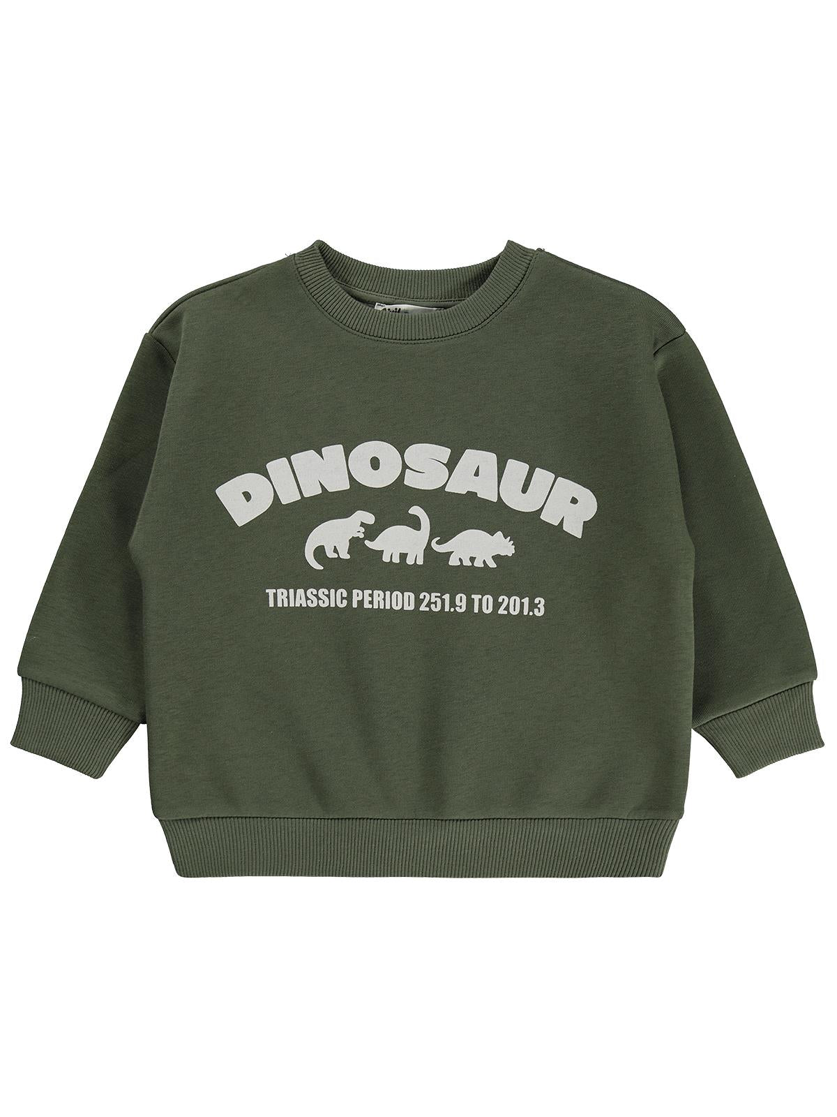 Civil Boys Dınosaur Baskılı 2-5 Yaş Sweatshirt - Haki