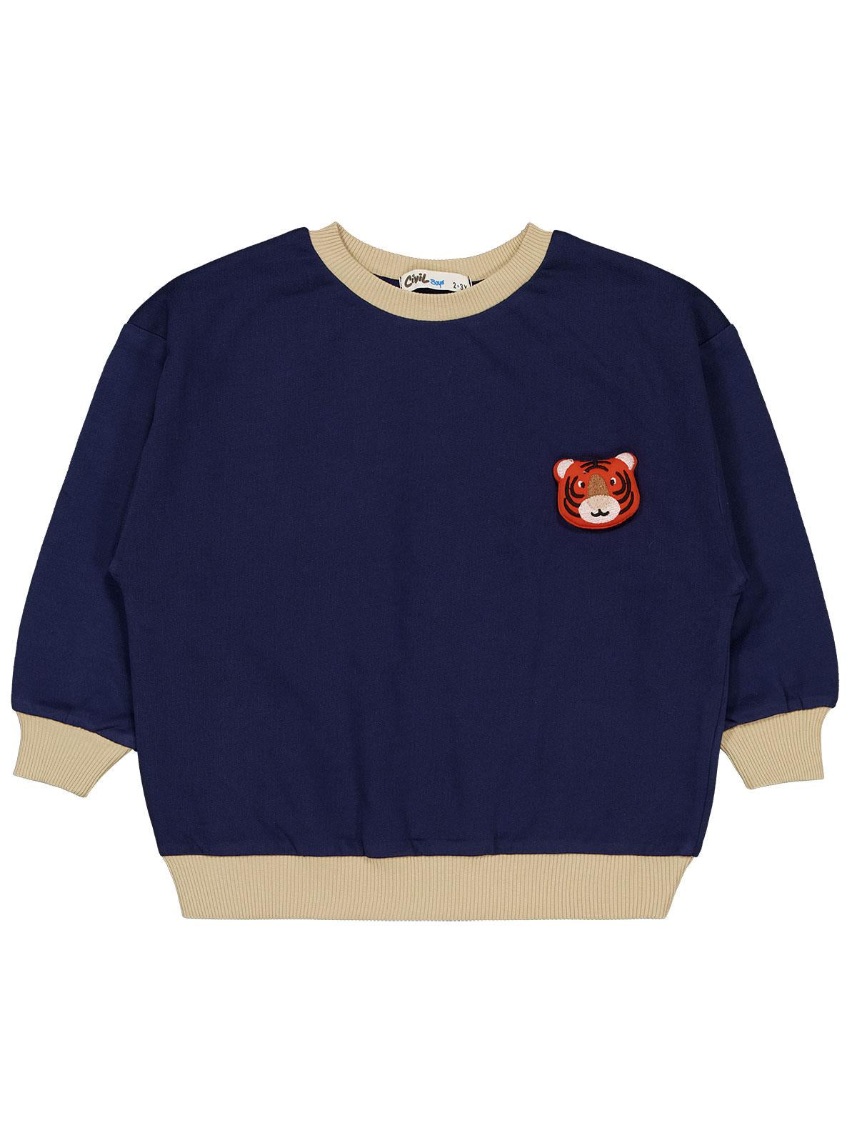 Civil Boys Kaplan Nakışlı 2-5 Yaş Sweatshirt - Lacivert