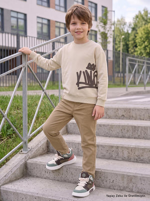 Civil Boys Erkek Çocuk Basic Pantolon | Kot | Okul Kreş ve Günlük Kullanım - Kahverengi
