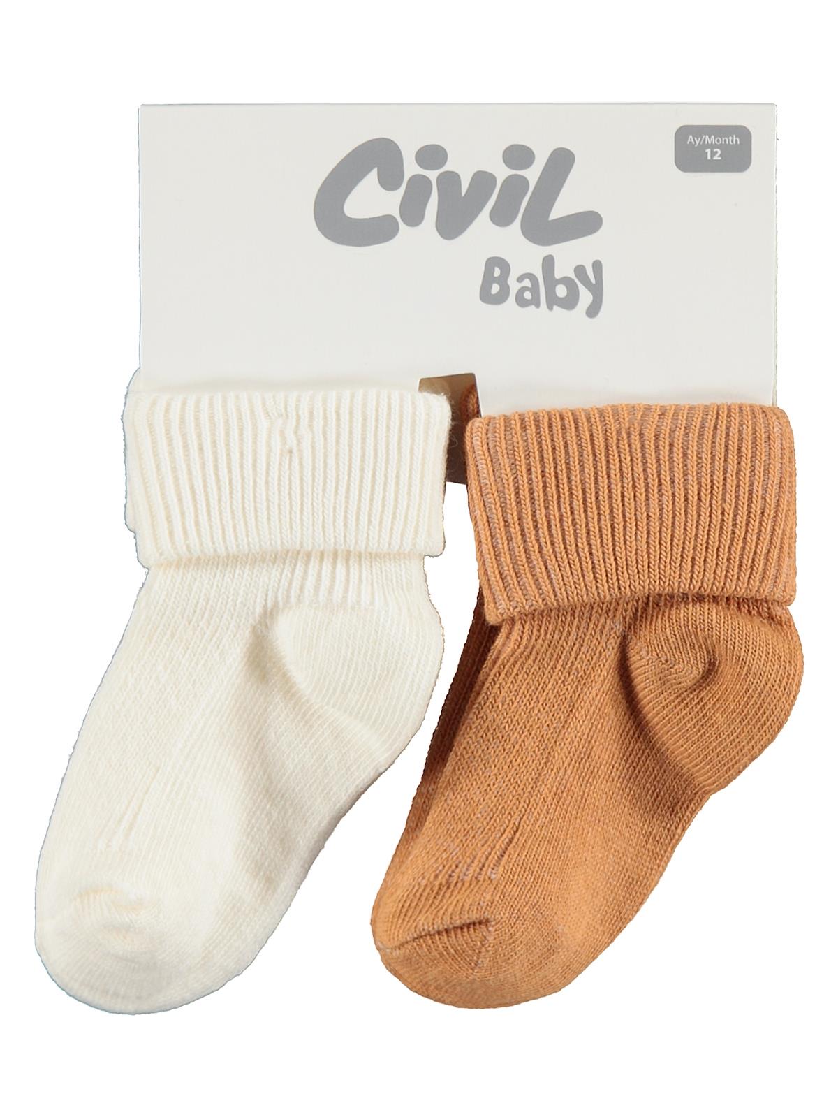 Civil Baby Basic Kıvrık 2'li 6- Bebek Erkek Çorap Set