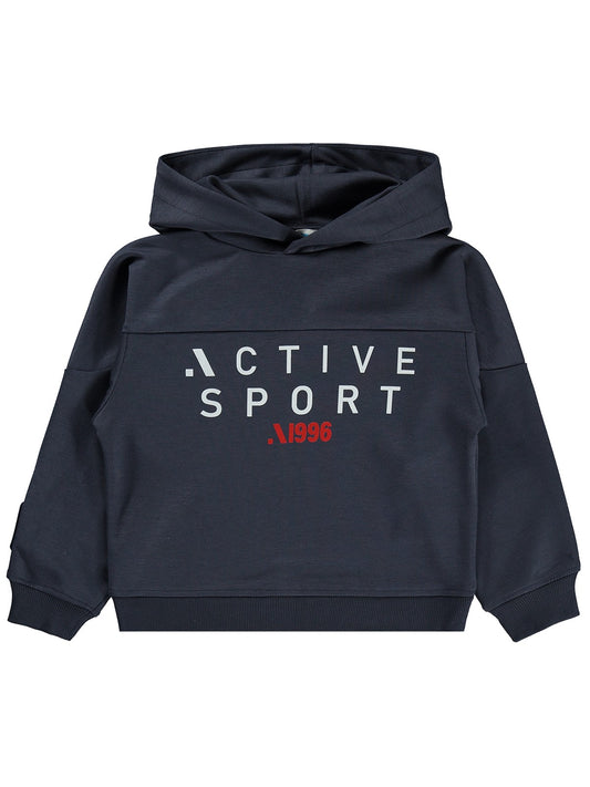 Civil Boys Aktıve Baskıl Kapşonlu 6-9 Yaş Sweatshirt - Lacivert