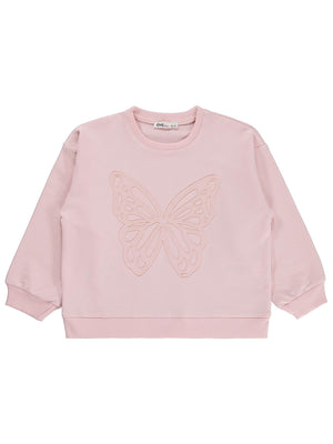 Civil Girls Kelebek Nakışlı 6-9 Yaş Sweatshirt - Pembe