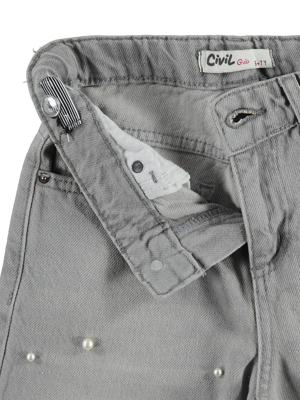Civil Girls İncili 6-9 Yaş Pantolon - Gri