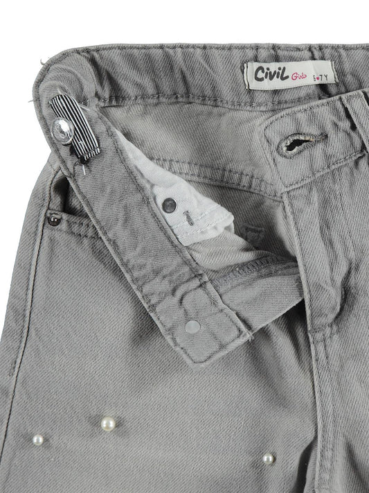 Civil Girls İncili 6-9 Yaş Pantolon - Gri