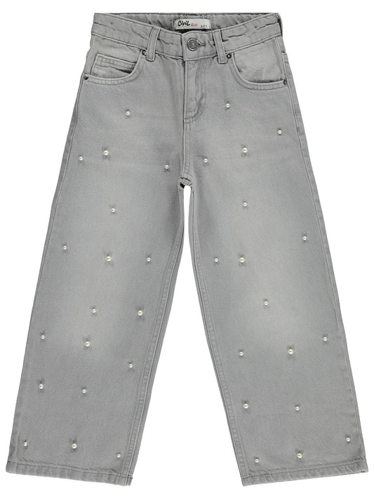 Civil Girls İncili 6-9 Yaş Pantolon - Gri