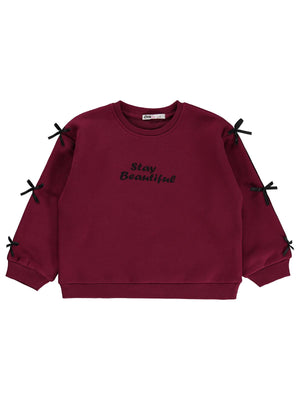 Civil Girls Stay Beautiful Baskılı 6-9 Yaş Sweatshirt - Bordo