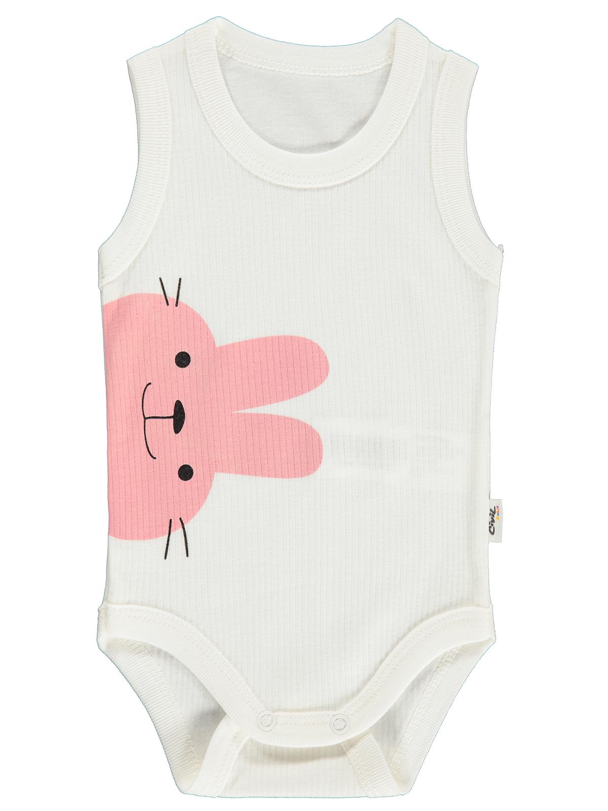 Civil Baby Tavşkan Baskılı 0-3 Yaş Çıtçıtlı Badi - Ekru