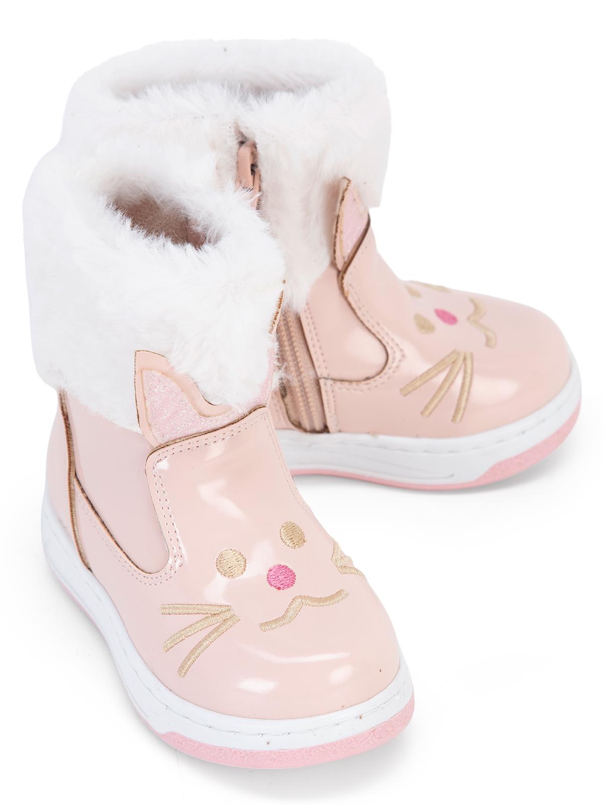 Civil Boots Kedi Nakışlı Rugan 21- Bot ve Çizme - Pembe