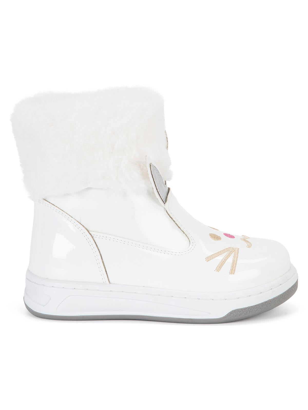 Civil Boots Kedi Nakışlı Rugan 26- Bot - Beyaz