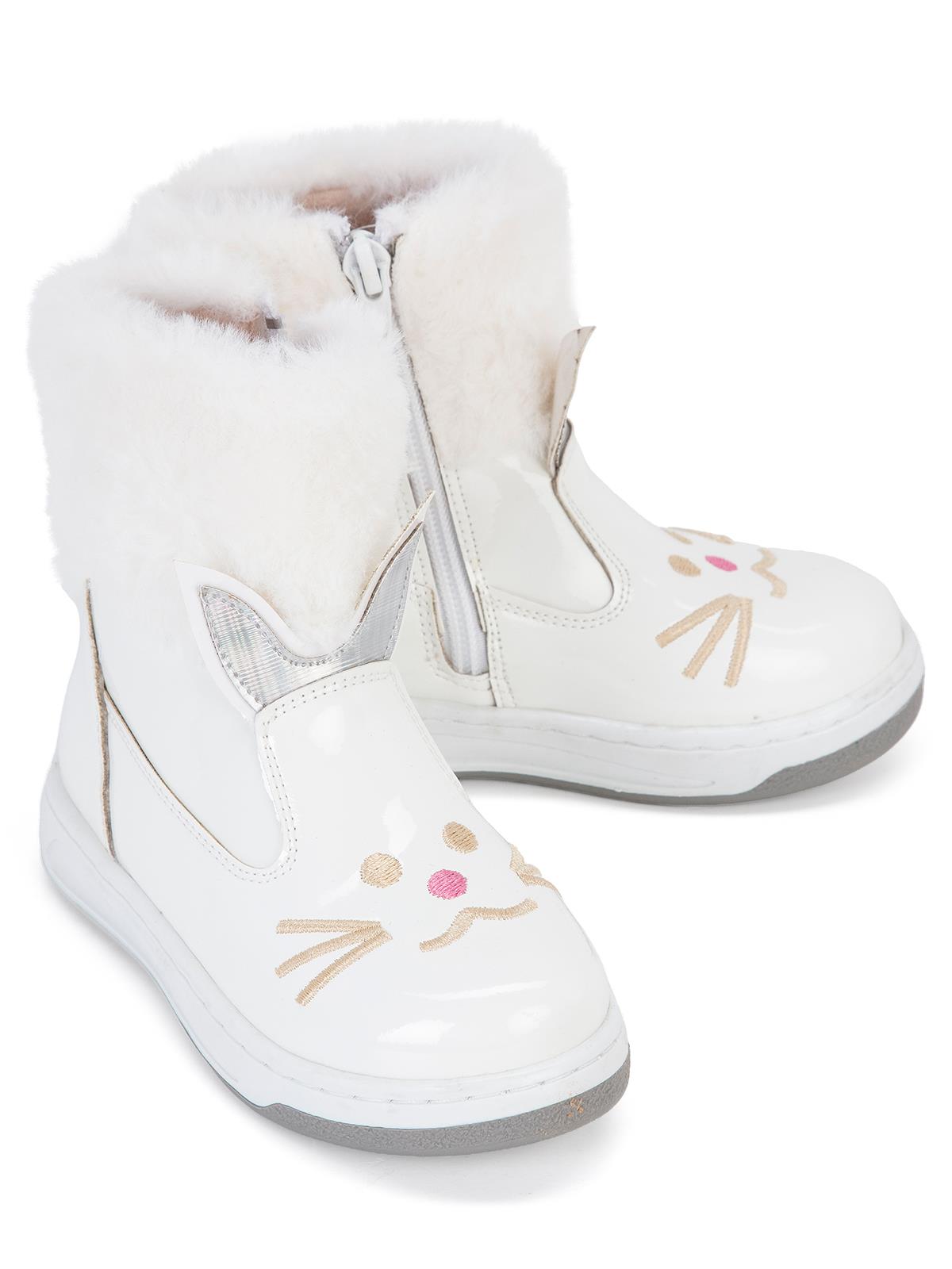Civil Boots Kedi Nakışlı Rugan 26- Bot - Beyaz