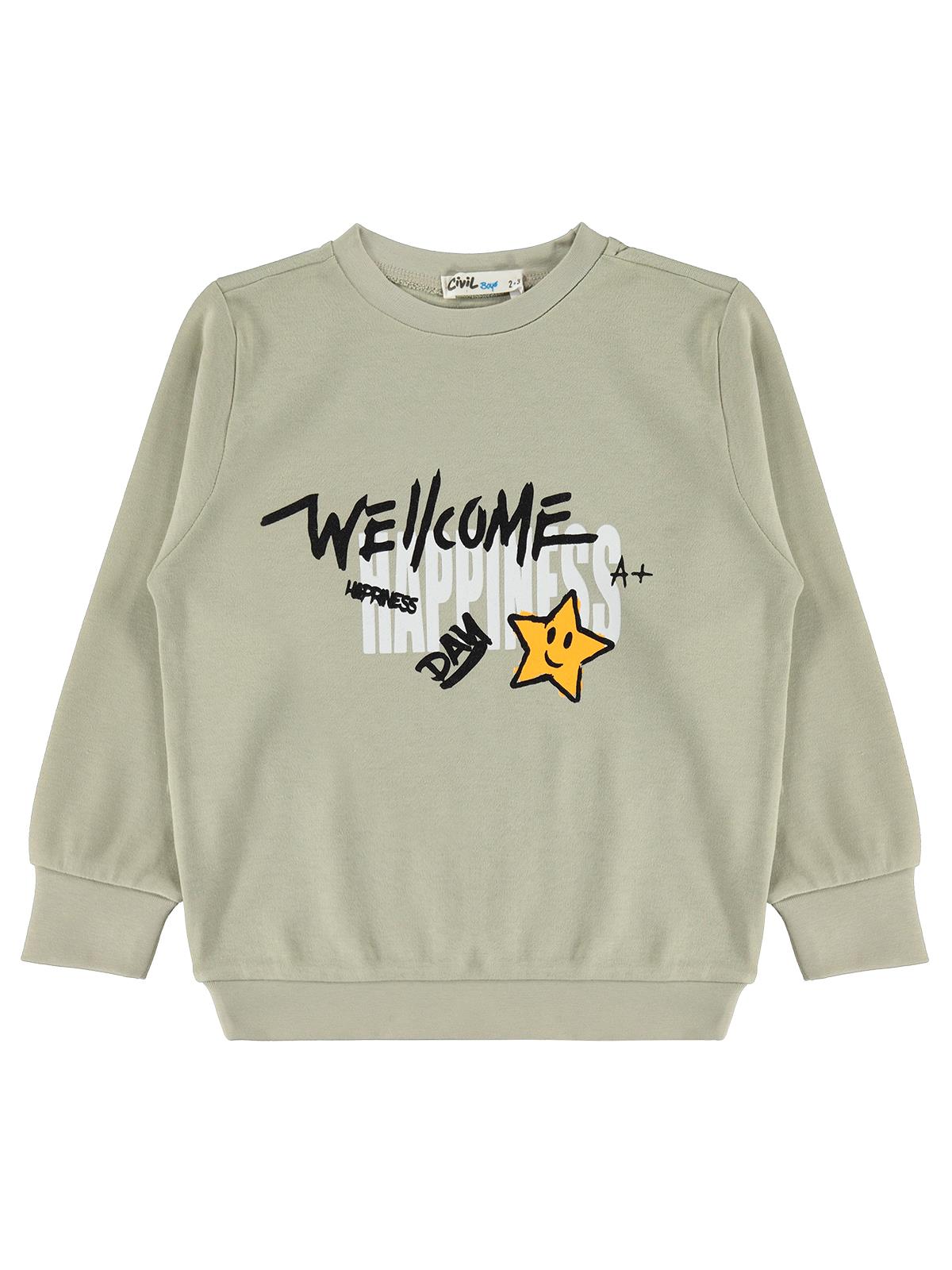 Civil Boys Gülen Yıldız Baskılı 2-5 Yaş Sweatshirt Km - Gri