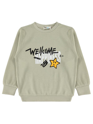 Civil Boys Gülen Yıldız Baskılı 2-5 Yaş Sweatshirt Km - Gri