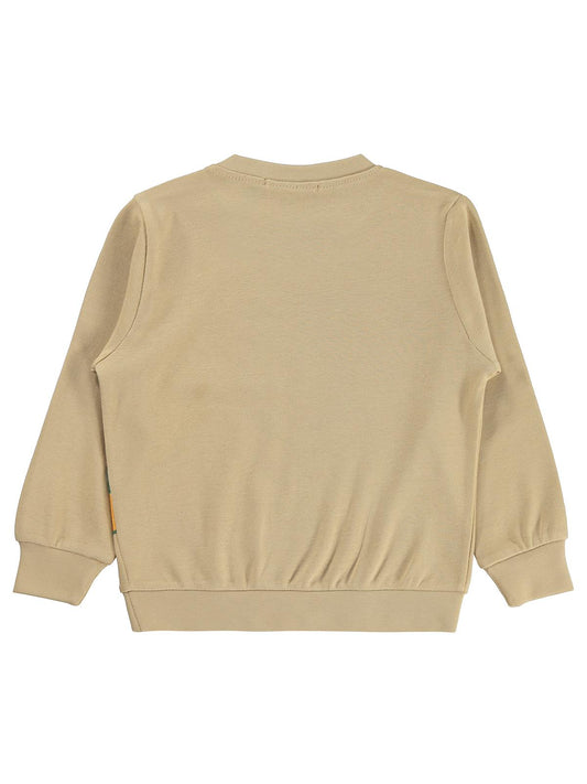 Civil Erkek Çocuk Timsah Baskılı Sweatshirt Km | İnterlok Uzun Kol | Okul Kreş ve Günlük Kullanım - Bej