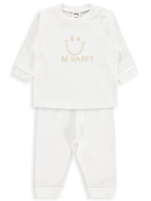 Civil Baby Gülen Yüz Baskılı 6-18 Ay Pijama Takımı - Ekru