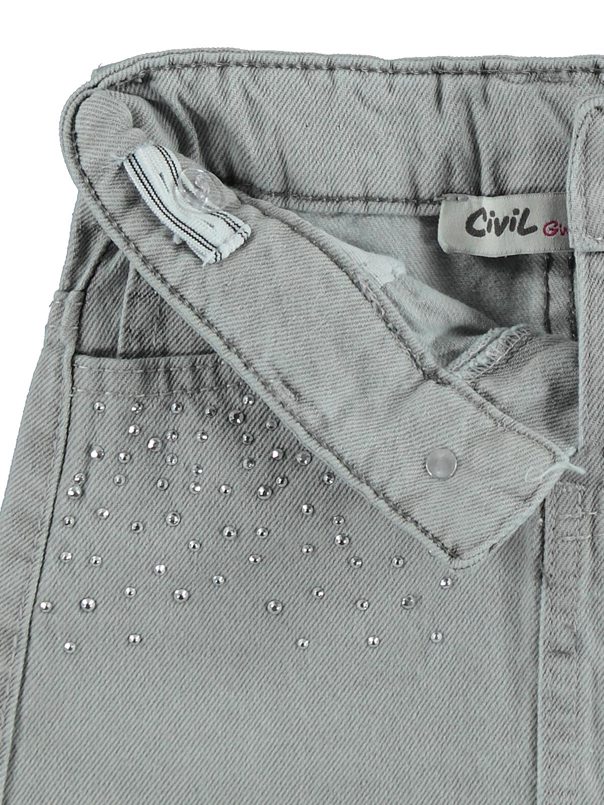 Civil Girls Taş Baskılı 6-9 Yaş Etek - Gri