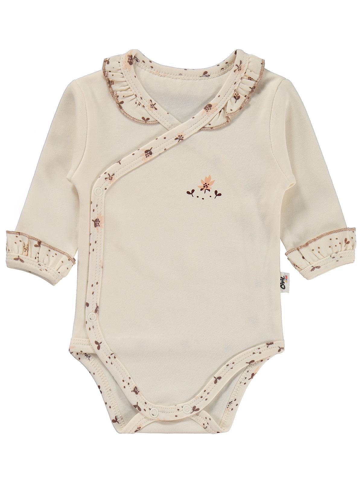 Civil Baby Çiçek Desen Fırfırlı 1-9 Ay Takım - Ekru