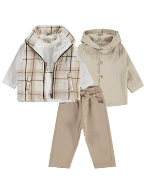 Civil Baby Yelekli 6-18 Ay Takım - Bej