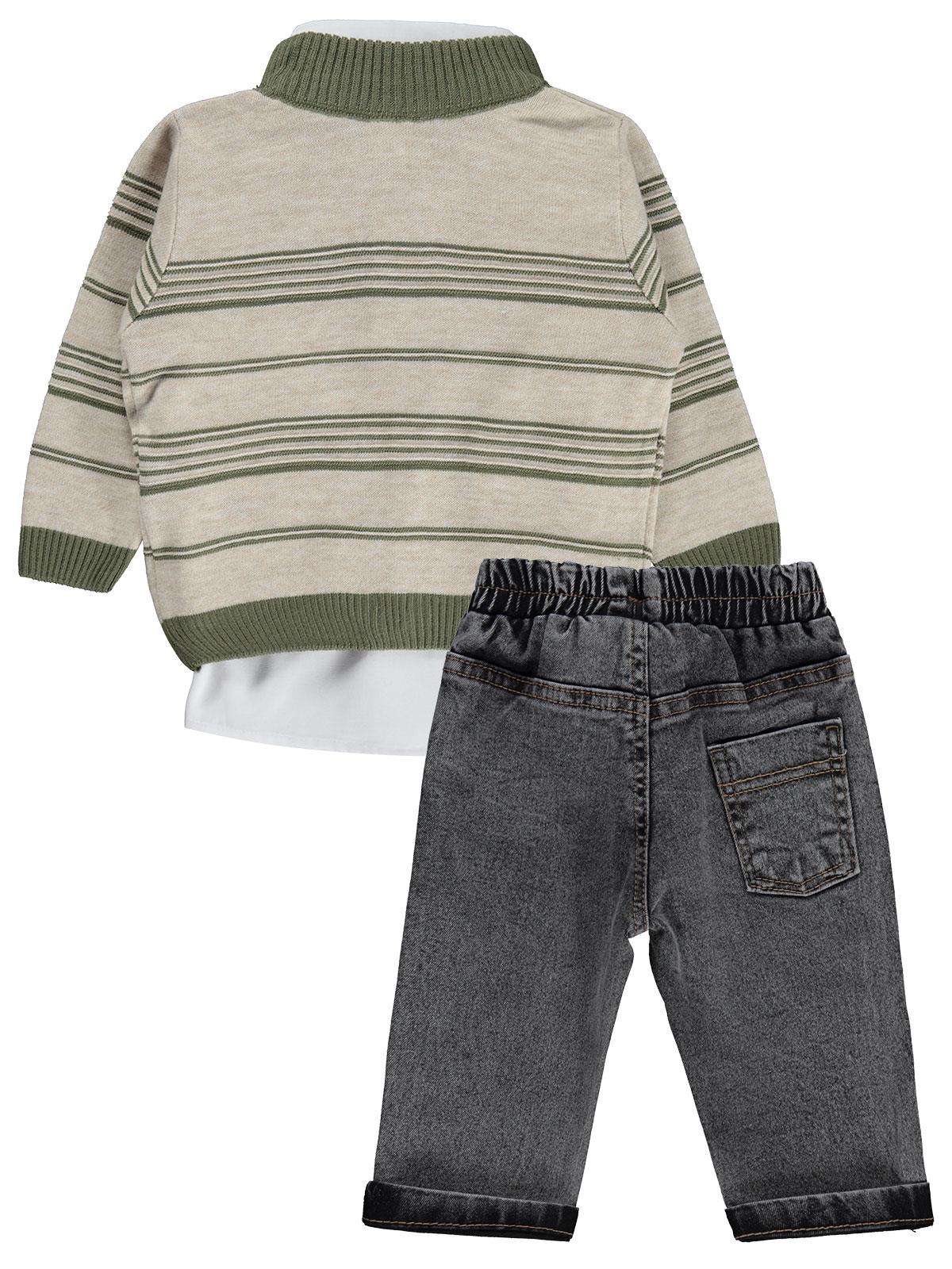Civil Baby Çizgili 6-18 Ay Takım - Haki